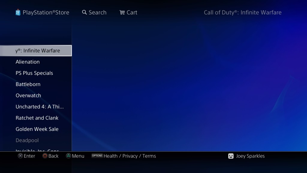 Una entrada de Call of Duty: Infinite Warfare fue avistada por un usuario de PlayStation 4 en pla PlayStation Store Norteamericana.